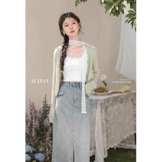 鹿向南「百搭神器」直筒开叉牛仔半身裙L53308 商品图3