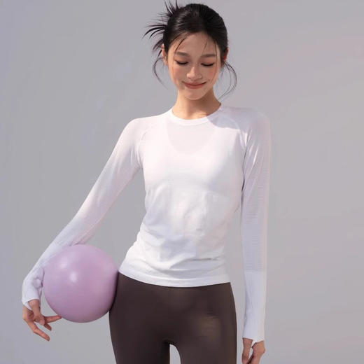 跃牌【美西西系列】春夏款修身圆领速干瑜伽服亮光跑步训练透气健身服长袖CX-2506 商品图3