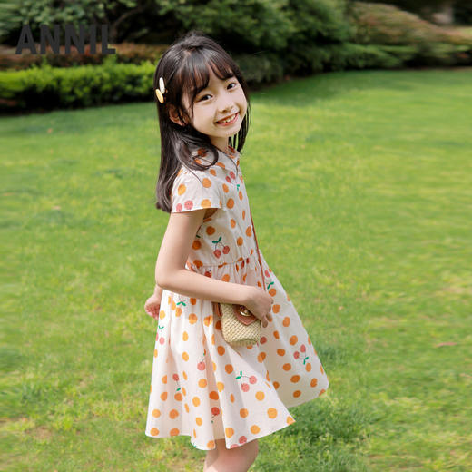 【清新田园】女童甜美印花短袖连衣裙夏季新款安奈儿童装EG523104 商品图1