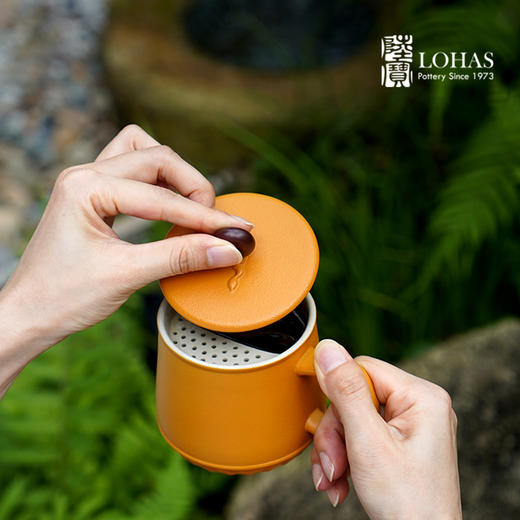 台湾陆宝平安永结盖杯蛇年生肖款喝茶泡茶杯带盖过滤马克杯平安永结盖杯（琉璃黄） 商品图0