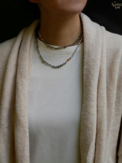 SpoiledBrat Jewelry编织系列 | 珍珠斜长石长链 Y型链 双层链 商品图1