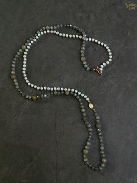 SpoiledBrat Jewelry编织系列 | 珍珠斜长石长链 Y型链 双层链