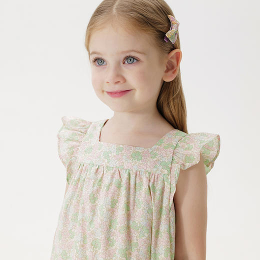 【马克珍妮 芦芙】夏装新款 女童海棠花开纯棉连衣裙230521 商品图2