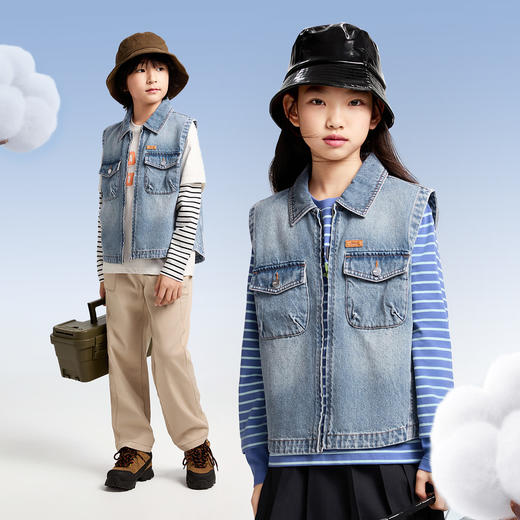 男童女童牛仔马夹春季新款安奈儿童装EM512023 商品图2