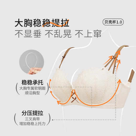 【小贝壳2.0】挺拔大胸显大半杯文胸聚拢内衣性感圆润饱满大胸 商品图2