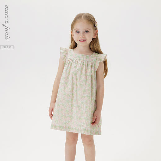 【马克珍妮 芦芙】夏装新款 女童海棠花开纯棉连衣裙230521 商品图0