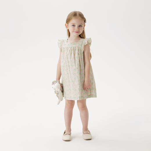 【马克珍妮 芦芙】夏装新款 女童海棠花开纯棉连衣裙230521 商品图1