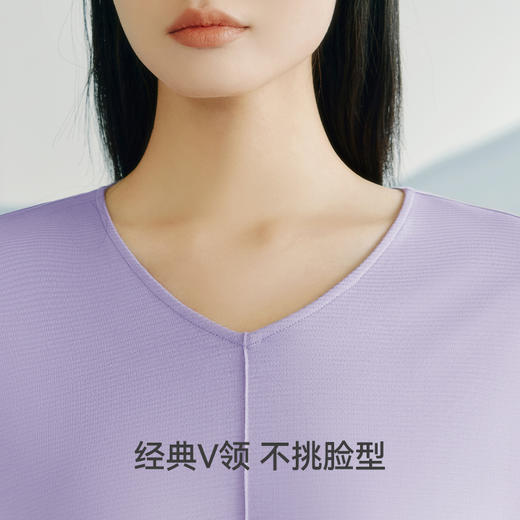 Threegun三枪 冰泉柔棉隐条V领BRA短袖女士家居裙-T70007A01 商品图10