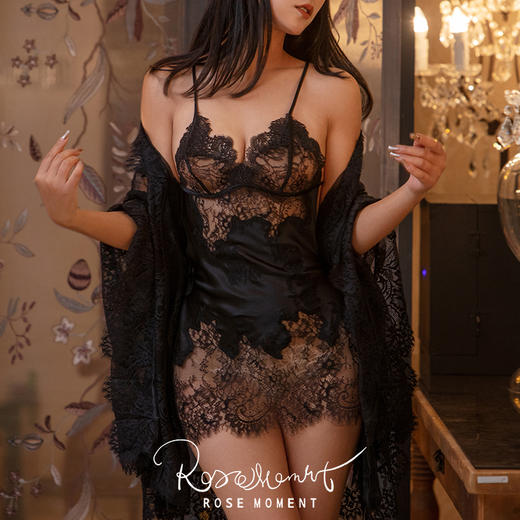 情人节礼盒丨性感蕾丝侧开叉露背真丝中裙 A241112 商品图9