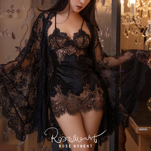 情人节礼盒丨性感蕾丝侧开叉露背真丝中裙 A241112 商品图11