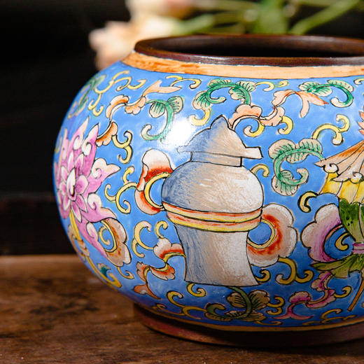 70年代北京国营厂制铜胎画珐琅水盂 商品图3