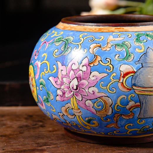 70年代北京国营厂制铜胎画珐琅水盂 商品图6