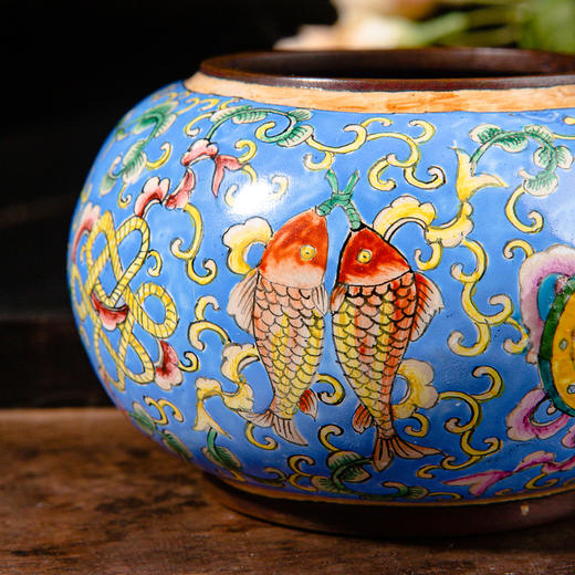 70年代北京国营厂制铜胎画珐琅水盂 商品图9