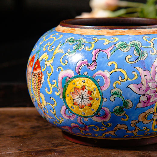 70年代北京国营厂制铜胎画珐琅水盂 商品图2