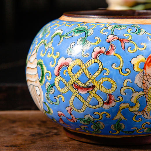 70年代北京国营厂制铜胎画珐琅水盂 商品图8