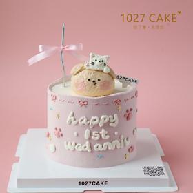 1027CAKE |     猫狗贴贴 叠叠乐 立体奶油霜小动物