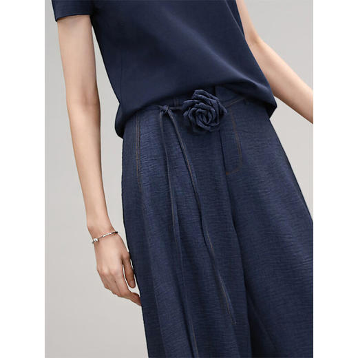 COCOBELLA牛仔色褶皱肌理休闲裤女春夏宽松直筒镰刀裤PA3076 商品图1