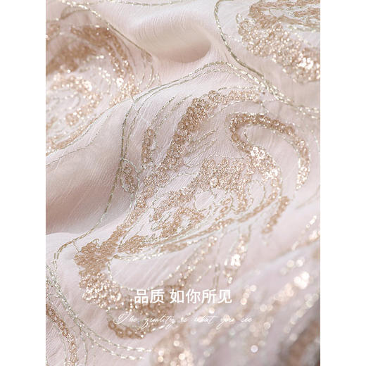 COCOBELLA重工亮片盘绣半身裙优雅气质钻饰链条直筒裙HS7081 商品图3