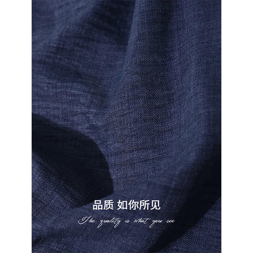 COCOBELLA牛仔色褶皱肌理休闲裤女春夏宽松直筒镰刀裤PA3076 商品图4