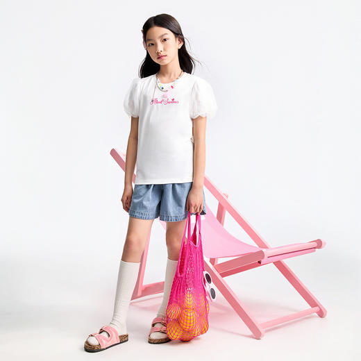 女童速干圆领短袖针织衫夏季新款安奈儿童装EG521118 商品图7