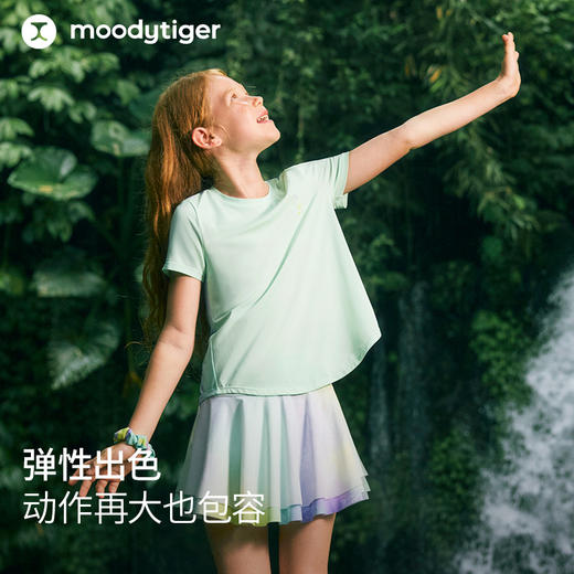 【DR暑假】moodytiger女童T恤25夏新速干透气印花圆领欧若风短袖上衣52210104 商品图2