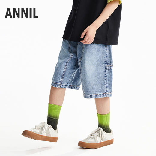 男童全腰牛仔中裤夏季新款安奈儿童装EB526103 商品图1