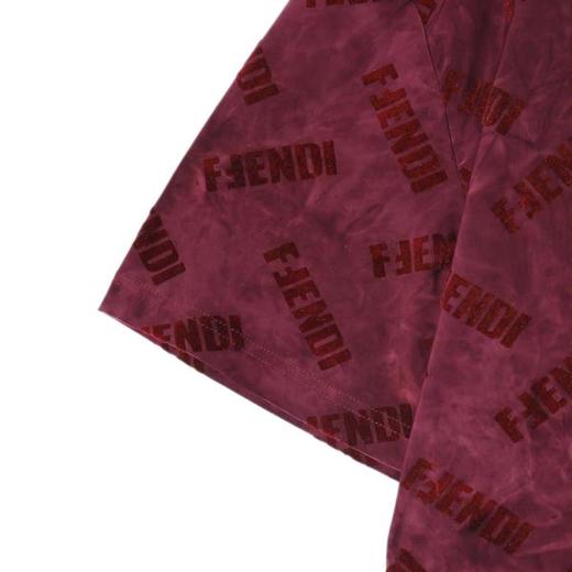 T2639夏季高级感新款扎染绒面印花字母圆领短袖T恤宽松潮流套头上衣 商品图4