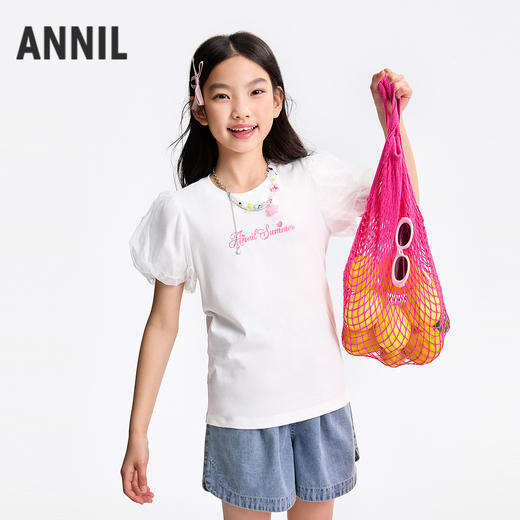 女童速干圆领短袖针织衫夏季新款安奈儿童装EG521118 商品图1