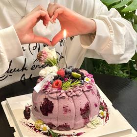【紫雾未央】酷黑桑莓鲜花女生蛋糕（根据季节花材搭配）
