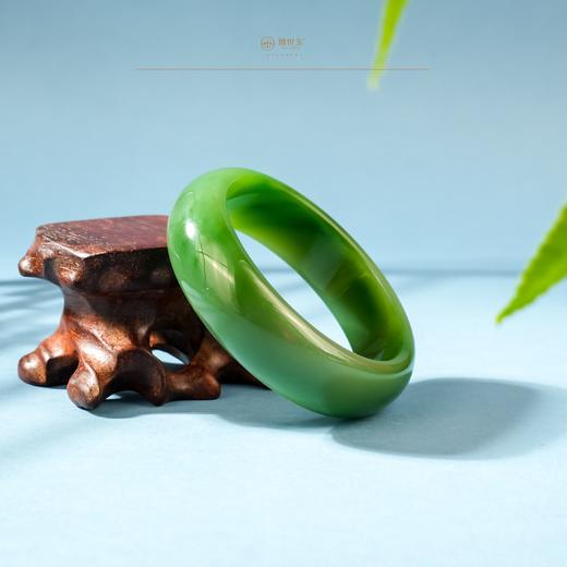 新疆国玉盟世玉【玉润青澜】碧玉手镯【带证书·顺丰物流】 商品图0