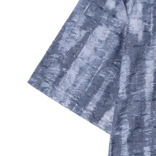 T2629夏季高级感新款韩版渐变磨破烫钻圆领短袖T恤潮流宽松情侣上衣 商品图4