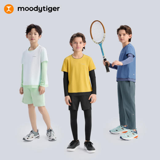 【DR暑假】moodytiger男童T恤25夏新防晒速干吸湿透气假两件圆领上衣52110116 商品图4