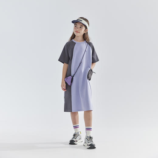 cicochild25年夏季新款中大女童拼色运动连衣裙双面针织亲子装 商品图4