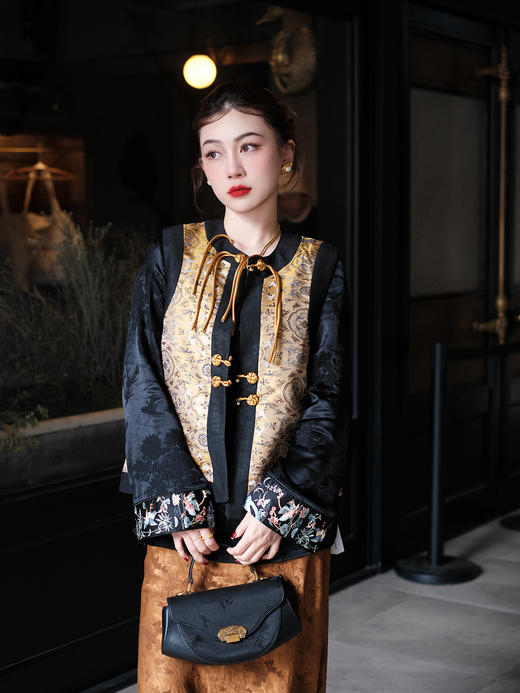 盛唐牡丹| 鹤鹿同春重缎宋锦双面穿马甲 商品图5