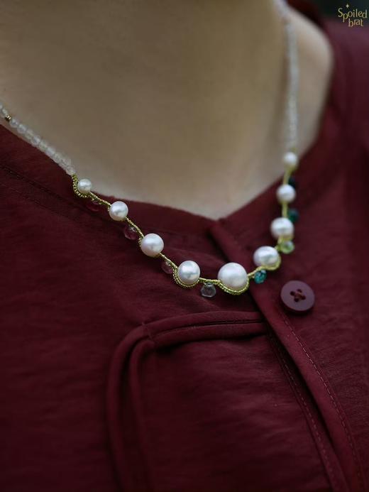 SpoiledBrat Jewelry碧玺珍珠月光石彩编项链 商品图2