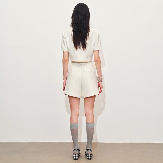 玛克门店发货：肌理感率性撞色织带亮片花纱短裤(货号:MC85PA038A1001) 商品图3