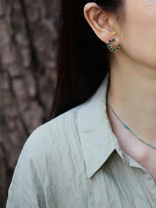 SpoiledBrat Jewelry蜿蜒的半圈系列 |坦桑石珍珠耳环 商品图5