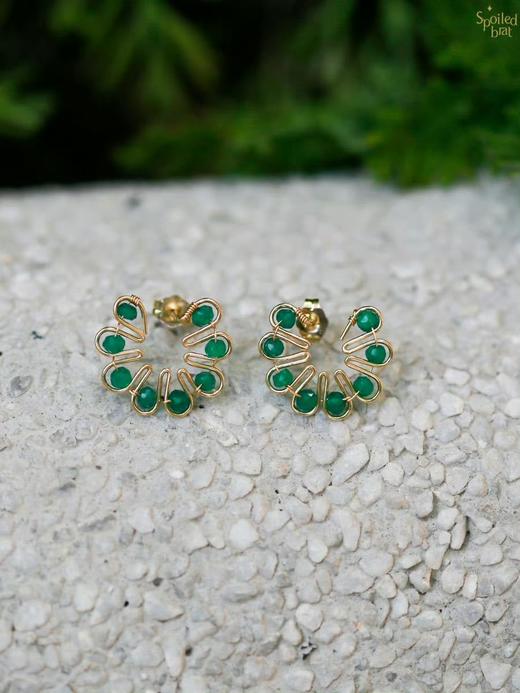SpoiledBrat Jewelry蜿蜒的半圈系列 |坦桑石珍珠耳环 商品图3