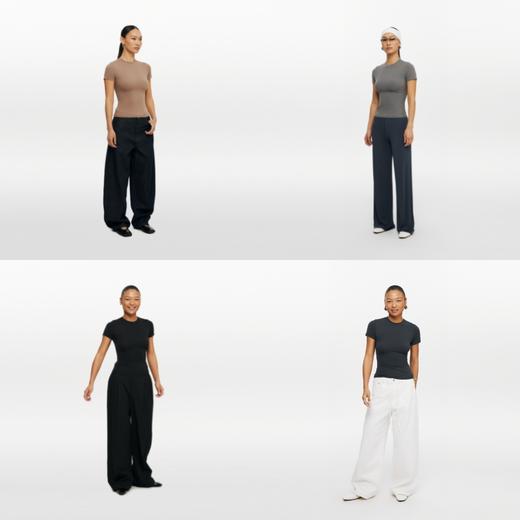 oneup塑形弹力裸感修身短袖T恤 商品图11