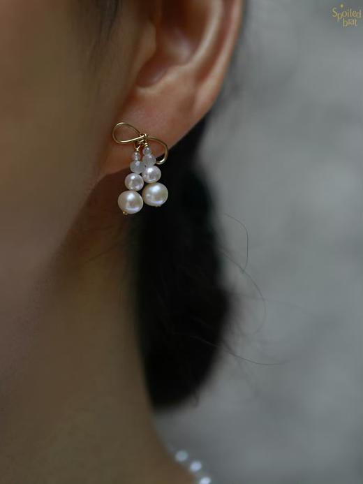 SpoiledBrat Jewelry珍珠月光石蝴蝶结耳钉 商品图2