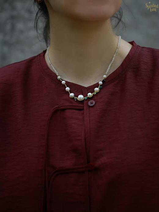 SpoiledBrat Jewelry碧玺珍珠月光石彩编项链 商品图3