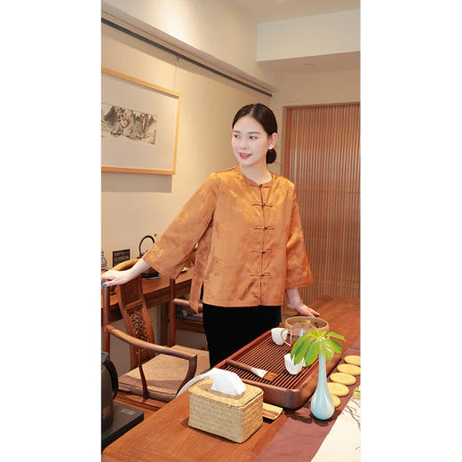 【抖音专属】新中式衬衣（25710071柘黄） 商品图4