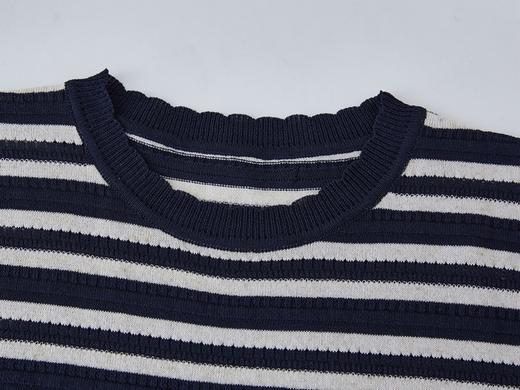 MUYANHUAN 初夏天丝亚麻针织衫，亲肤舒适，松弛感慵懒感的条纹衫 商品图8