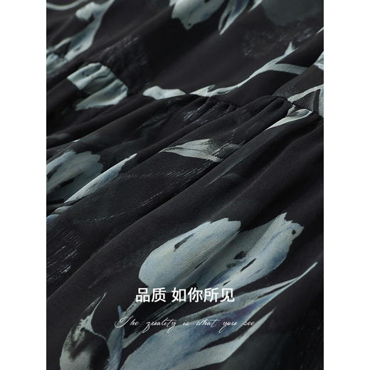 COCOBELLA清雅植物花卉捏褶半身裙女夏度假风气质长裙HS7080 商品图4