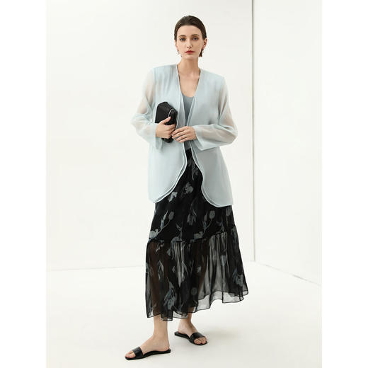 COCOBELLA清雅植物花卉捏褶半身裙女夏度假风气质长裙HS7080 商品图3