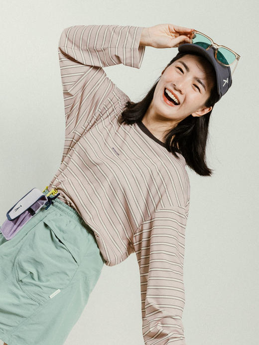 【3.8节特惠】ACMEITEM爱棵米 户外亲子速干条纹长袖T恤吸湿宽松运动上衣男女GAG3340328A/GAG3340422A 商品图1