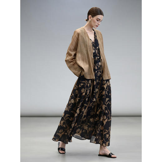 COCOBELLA莱赛尔花卉大摆连衣裙度假风深V领大女主长裙FR0058 商品图2