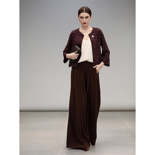 【限时秒杀】COCOBELLA高腰捏褶气质阔腿裤商务通勤垂坠直筒休闲裤PA3027B 商品图1