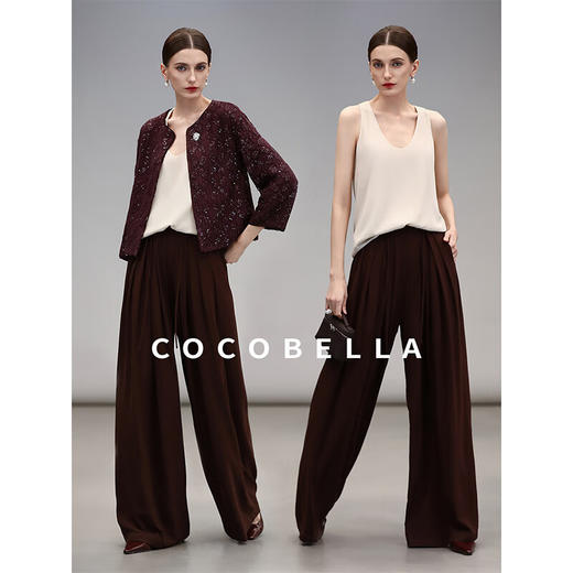 【限时秒杀】COCOBELLA高腰捏褶气质阔腿裤商务通勤垂坠直筒休闲裤PA3027B 商品图2