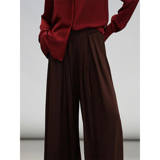 【限时秒杀】COCOBELLA高腰捏褶气质阔腿裤商务通勤垂坠直筒休闲裤PA3027B 商品图0